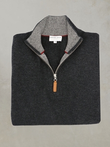 Dark Grey Madison Quarter Zip Cashmere Sweater | Lorenzo Uomo Sweaters Collection | Sam's Tailoring Fine Men Clothing