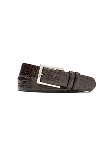 Chocolate Glazed Crocodile With Nickel Buckle Men's Belt | W.Kleinberg Belts Collection | Sam's Tailoring Fine Men's Clothing