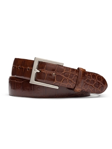 Cognac Glazed American Alligator Nickel Buckle Belt | W.Kleinberg American Alligator Belts | Sam's Tailoring Fine Men's Clothing