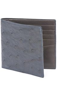 Malta Blue Ostrich Hipster Wallet | W.Kleinberg Small Leather Goods | Sam's Tailoring Fine Men's Clothing