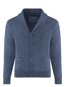 Vintage Blue Cotton Garment Dyed Cardigan  | Georg Roth Sweaters & Hoodies | Sam's Tailoring Fine Men Clothing