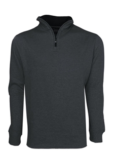 Black Ribbed Cotton Men's 3/4 Zip Pullover  | Georg Roth Sweaters & Hoodies | Sam's Tailoring Fine Men Clothing