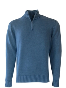 Vintage Blue Garment Dyed Cotton Pullover  | Georg Roth Sweaters & Hoodies | Sam's Tailoring Fine Men Clothing