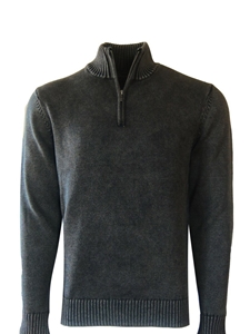 Vintage Charcoal Garment Dyed Cotton Pullover  | Georg Roth Sweaters & Hoodies | Sam's Tailoring Fine Men Clothing