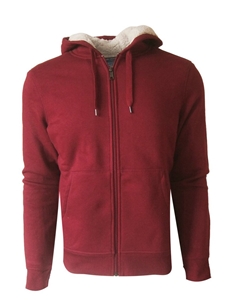 Dark Red W/Sherpa Inline Fleece Zip Hoodie  | Georg Roth Sweaters & Hoodies | Sam's Tailoring Fine Men Clothing