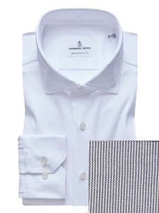 Navy Broken Stripe Modern 4Flex Stretch Knit Shirt  | Emanuel Berg Shirts Collection | Sam's Tailoring Fine Men's Clothing