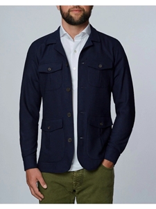 Navy Solid Textured Twill Men's Overshirt  | Emanuel Berg Shirts Collection | Sam's Tailoring Fine Men's Clothing