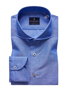 Blue Solid Zephyr Premium Luxury Sport Shirt | Emanuel Berg Shirts Collection | Sam's Tailoring Fine Men's Clothing