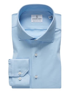 Powder Blue Modern 4Flex Stretch Knit Shirt | Emanuel Berg Shirts Collection | Sam's Tailoring Fine Men's Clothing