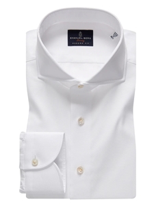 White Solid Premium Luxury Dress Shirt | Emanuel Berg Shirts Collection | Sam's Tailoring Fine Men's Clothing
