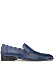 Navy Calfskin Penny Men's Classic Loafer | Mezlan Men's Business Shoes | Sam's Tailoring Fine Men's Clothing