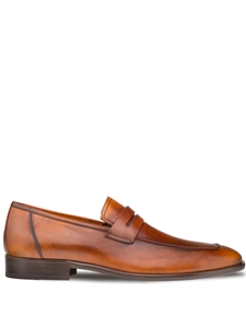 Cognac Calfskin Penny Men's Classic Loafer | Mezlan Men's Business Shoes | Sam's Tailoring Fine Men's Clothing