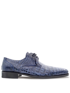 Blue Anderson Crocodile Lace Up Men's Exotic Shoe | Mezlan Men's Metro Shoes | Sam's Tailoring Fine Men's Clothing
