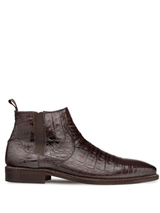 Brown Crocodile Plain Toe Exotic Blackmore Dress Boot | Mezlan Men's Metro Shoes | Sam's Tailoring Fine Men's Clothing