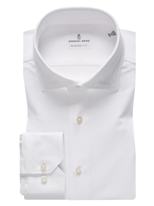 White Solid Modern 4Flex Stretch Knit Dress Shirt | Emanuel Berg Dress Shirts | Sam's Tailoring Fine Men's Clothing