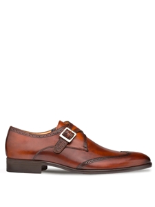 Cognac Wing Tip Forest Monk Strap Men's Shoe | Mezlan Men's Monk Straps Shoes | Sam's Tailoring Fine Men's Clothing
