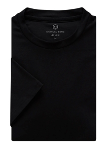 Black Solid Modern 4Flex Stretch Knit t-shirt  | Emanuel Berg t-Shirts Collection | Sam's Tailoring Fine Men Clothing