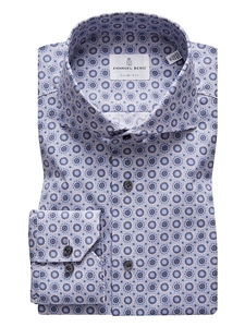Multi Print Stretch Poplin Luxury Men's Sport Shirt | Emanuel Berg Sport Shirts | Sam's Tailoring Fine Men Clothing