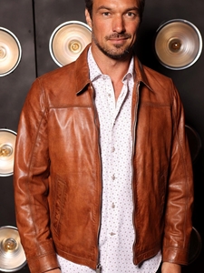 Cognac Washed Nappa Leather Men's Jacket | Marcello Sport Outerwear Collection | Sam's Tailoring Fine Men's Clothing