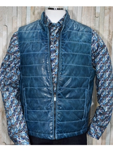 Navy Cali Style Men's Premium Leather Vest | Marcello Sport Outerwear Collection | Sam's Tailoring Fine Men's Clothing