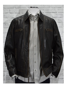 Black Roadster Men's Sport Leather Jacket | Marcello Sport Outerwear Collection | Sam's Tailoring Fine Men's Clothing