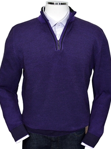 Plum Marcello Exclusive Quarter Zip Sweater | Marcello Sport Sweaters Collection | Sam's Tailoring Fine Men's Clothing