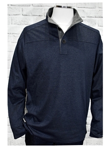 Navy Sport Button Mock Men's Sweater | Marcello Sport Sweaters Collection | Sam's Tailoring Fine Men's Clothing