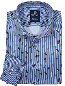 Blue Classic Stripe Museum Cotton Shirt | Marcello Sport Shirts Collection | Sam's Tailoring Fine Men's Clothing