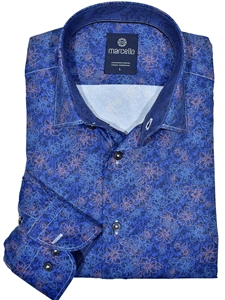 Navy Multi Floral Paisley Long Sleeve Shi | Marcello Sport Shirts Collection | Sam's Tailoring Fine Men's Clothingrt