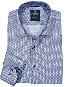 Sky Scattered Dots Over Circle Long Sleeve Shirt | Marcello Sport Shirts Collection | Sam's Tailoring Fine Men's Clothing