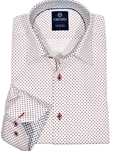 White Roll Collar Red Zam Fine Mens Shirt | Marcello Sport Shirts Collection | Sam's Tailoring Fine Men's Clothing
