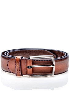 Brown With Blue Stitching Calfskin Belt | Jose Real Belts Collection | Sam's Tailoring Fine Men's Clothing