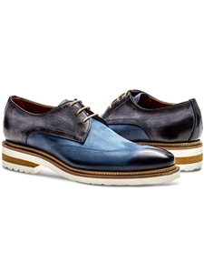 Blue Antracite Custom Burnished Toe Veloce Derby Shoe | Jose Real Lace Up Shoes Collection | Sam's Tailoring Fine Men's Clothing