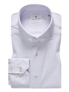 Purple & White Geometric Modern 4Flex Stretch Knit Shirt | Emanuel Berg Shirts | Sam's Tailoring Fine Men Clothing