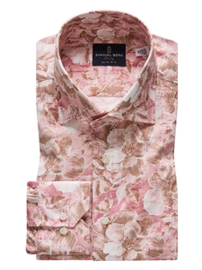 Pink Flowers Dobby Luxury Men's Sport Shirt | Emanuel Berg Shirts | Sam's Tailoring Fine Men Clothing