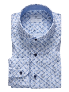 Off White & Navy Geometric Premium Jersey Knit Shirt | Emanuel Berg Shirts | Sam's Tailoring Fine Men Clothing