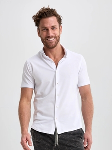 White Solid Drytouch Short Sleeve Pique Shirt | Stone Rose Short Sleeve Shirts Collection | Sams Tailoring Fine Men Clothing