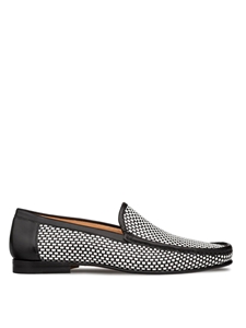 Black & White Woven Yin & Yang Men's  Moccasin | Mezlan Men's Slip Ons | Sam's Tailoring Fine Men's Clothinga