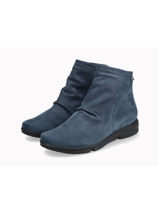 Jeans Blue Leather Nubuck Women's Ankle Boot | Mephisto Women Boots | Sam's Tailoring Fine Women's Shoes