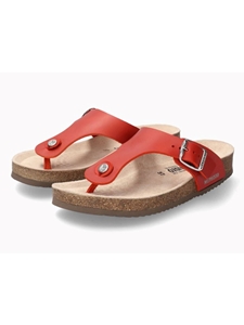 Red Leather Nubuck Women's Flat Cork Sandal | Mephisto Women Cork Sandals | Sam's Tailoring Fine Women's Shoes