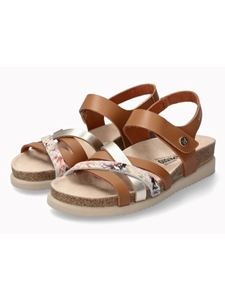 Camel Leather Smooth Women's Footbed Sandal | Mephisto Women Cork Sandals | Sam's Tailoring Fine Women's Shoes