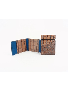 Taupe/Blue Embossed Crocodile Calfskin Cash Cover | Torino Leather Wallets | Sam's Tailoring Fine Men's Clothing