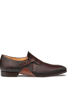 Burgundy/Chocolate Aceto Deer/Leather Strap Slip On | Mezlan Monk Straps Shoes | Sam's Tailoring Fine Men's Clothing