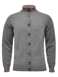 Medium Grey Button Closure Premium Men's Cardigan | Emanuel Berg Sweaters Collection | Sam's Tailoring Fine Men Clothing