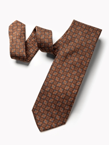 Brown Micro Medallion Pattern Men's Tie | Gitman Bros. Ties Collection | Sam's Tailoring Fine Men Clothing