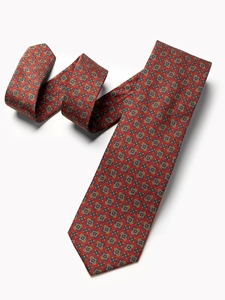 Red Micro Medallion Pattern Men's Tie | Gitman Bros. Ties Collection | Sam's Tailoring Fine Men Clothing