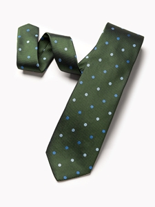 Green Silk Polka Dots Pattern Men's Tie | Gitman Bros. Ties Collection | Sam's Tailoring Fine Men Clothing