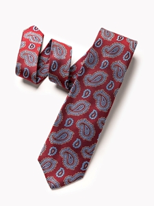 Burgundy & Blue Silk Paisley Pattern Men Tie | Gitman Bros. Ties Collection | Sam's Tailoring Fine Men Clothing