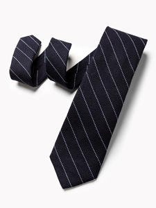 Navy Cashmere Blue Micro Stripe Men's Tie | Gitman Bros. Ties Collection | Sam's Tailoring Fine Men Clothing