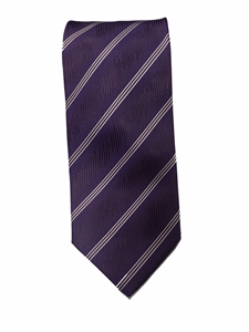 Lavender With White Stripe Men's XL Tie | Santostefano XL Ties | Sam's Tailoring Fine Men's Clothing